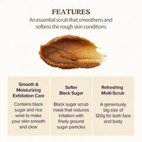 SKIN FOOD since 1957 SKINFOOD Black Sugar Perfect Essential Scrub 210g - Facial Exfoliating Massage Scrub w/o Irritation - Removes Blackheads & Dead Skin Cells - Sugar Scrub Body Exfoliator for Men & Women (7.4 fl.oz.)