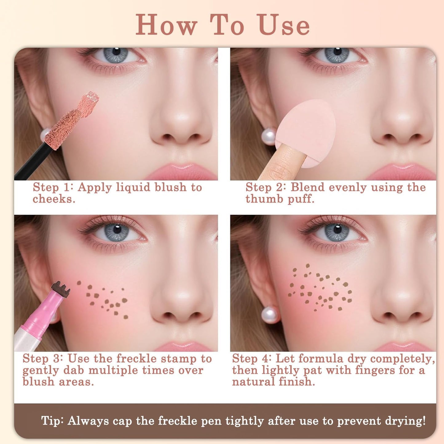 ZoeyShine 2-in-1 Sunset Drift & Freckle Tint for Natural Sunkissed Look, Waterproof Long-Lasting Freckle Stamp with Realistic Faux Effect, Easy to Use Blush for Cheeks Face