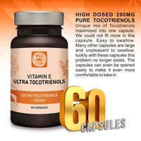 Kala Health Ultra Tocotrienol 200mg Vitamin E Vegan – All 4 tocotrienols - Alpha Tocotrienol + Beta Tocotrienol + Gamma Tocotrienol + Delta Tocotrienol – No Tocopherols - Unique Tocotrienol Complex