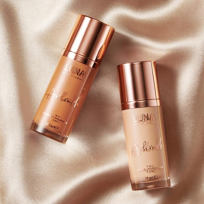 LUNA BY LISA JORDAN LUNA 3 in 1 Airbrush Primer Makeup, Highlighter and Skin Tint - Weightless and Breathable Illuminating Primer - Fine Line & Pore Minimizer Primer - Light Shade
