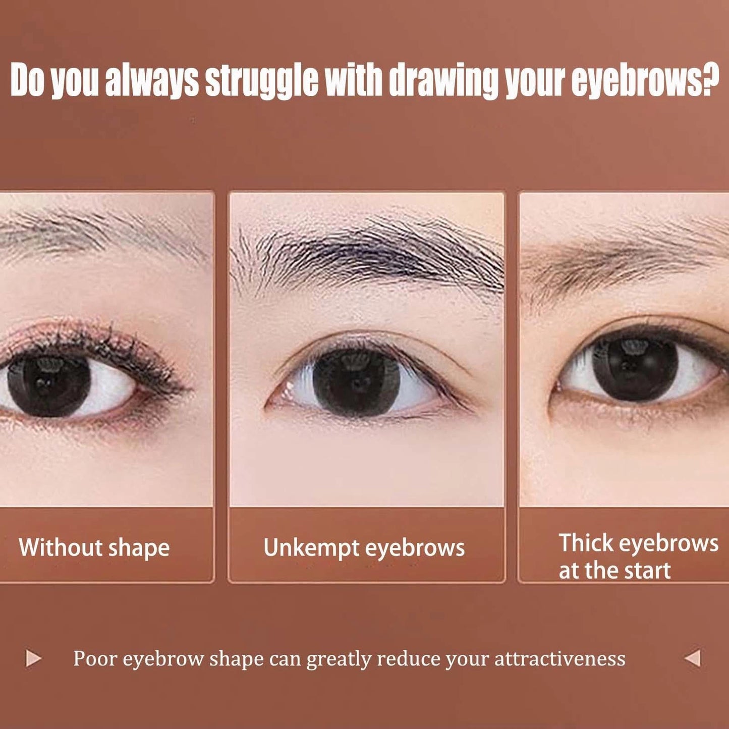 2in1 Eyebrow Powder Kit with Palette, Pencil, Pomade & Tint - Medium Brown & Dark Brown Shades for Dye, Touch Ups & Contouring of Brows, Hairline & Face