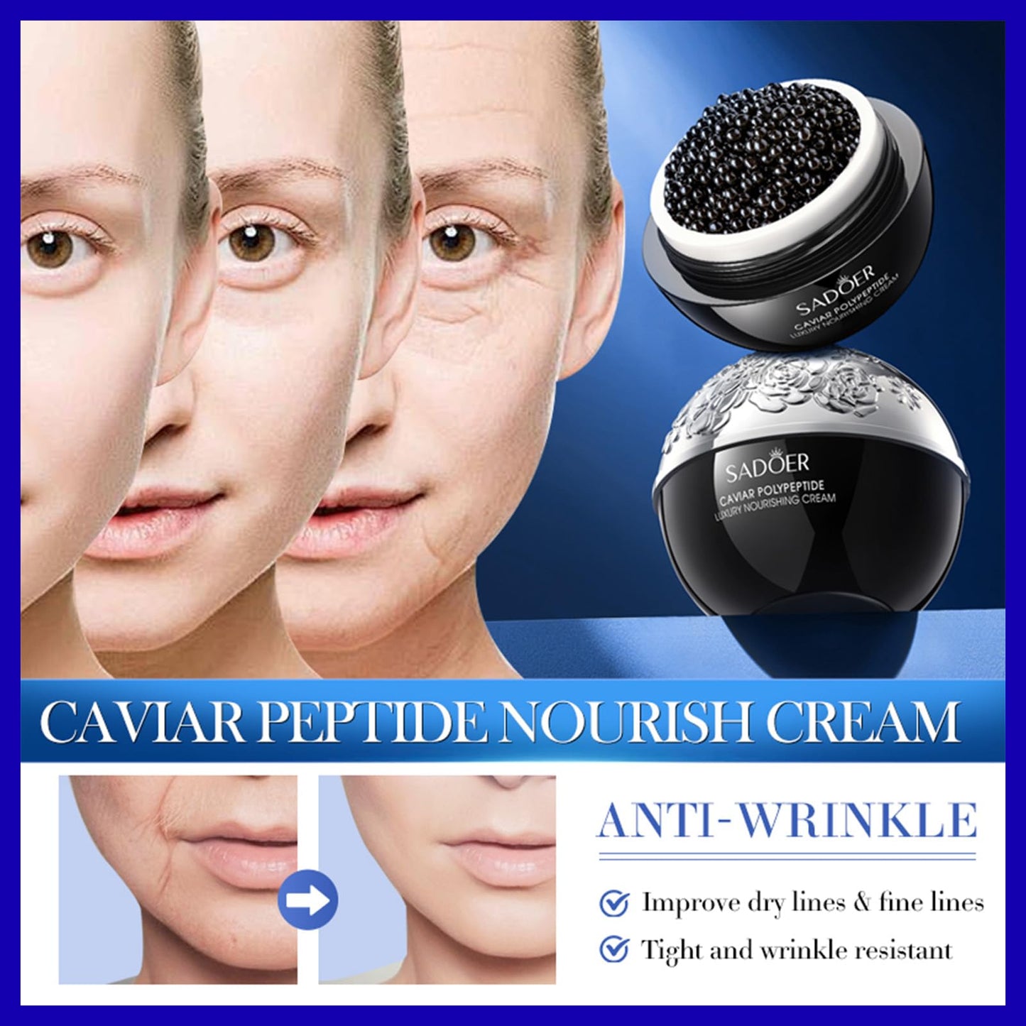 Caviar DNA Sodium Luxury, Nourishing Cream, Anti-wrinkle, Luxury Cream, Sodium DNA Fixed & Anti-aging, Deep Wrinkles, Moisturizes and Firms the Skin, Caviar DNA Sodium Firming Cream (50ml)