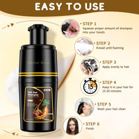 IIIMEIDU Black Hair dye Shampoo 3 in 1, Natural Hair Color Shampoo for Gray Hair, Herbal Hair Dye Shampoo for Women and Men 100% Grey Hair Coverage,350ml (Chestnut brown)