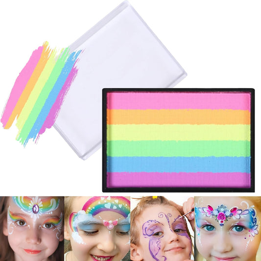 Mikloven Macaron Pastel Face Paint Palette, 6 Colors, Water Soluble & Quick Drying, Safe & Skin-Friendly, Compact Portable, Professional Makeup for Theatre, Carnival, Cosplay Parties(25g)