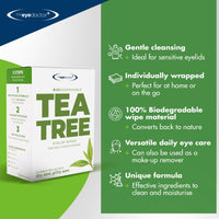The Eye Doctor Tea Tree Oil Eyelid Wipes - 40 x Single Use Eye Cleaning Wipes for Daily Lid Care - Individual Preservative Free Sensitive Eye Cleaner - Soothes Cleans and Refreshes
