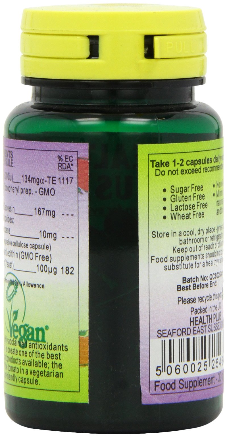 Health Plus Lycopene Plus 10mg Men's Health Plant Supplement - 30 Gelatin Free Capsules