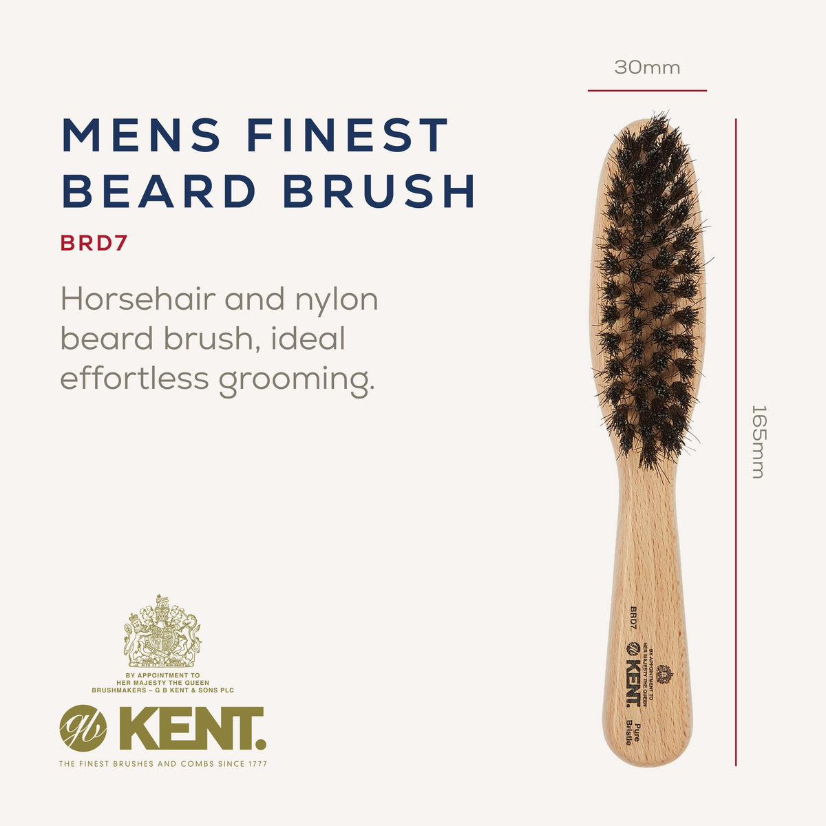 KENT Kent Brushes Mens Finest Beard Brush - Ideal for Conditioning and Smoothing Beards - All Hair Types