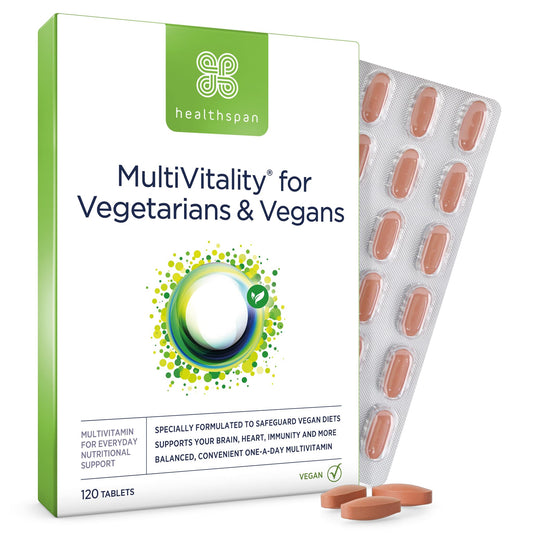 Healthspan Multivitamin for Vegetarians & Vegans (120 Tablets) | Promotes Immune Health and Energy Levels | Supports Bones, Teeth & Muscles | Includes Vitamins B12 & D, Calcium, Iron & Zinc | Vegan