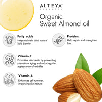 Alteya Organics Alteya Organic Sweet Almond Oil 100ml - 100% USDA Certified Organic Pure Natural Cold Pressed Sweet Almond Carrier Oil - Premium Therapeutic Grade Skin Treatment