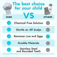 Adamson Lice Comb - Stainless Steel Lice Comb for Kids - Effective Nit Comb - Lice Combs for Thick Hair - Durable and Easy to Clean