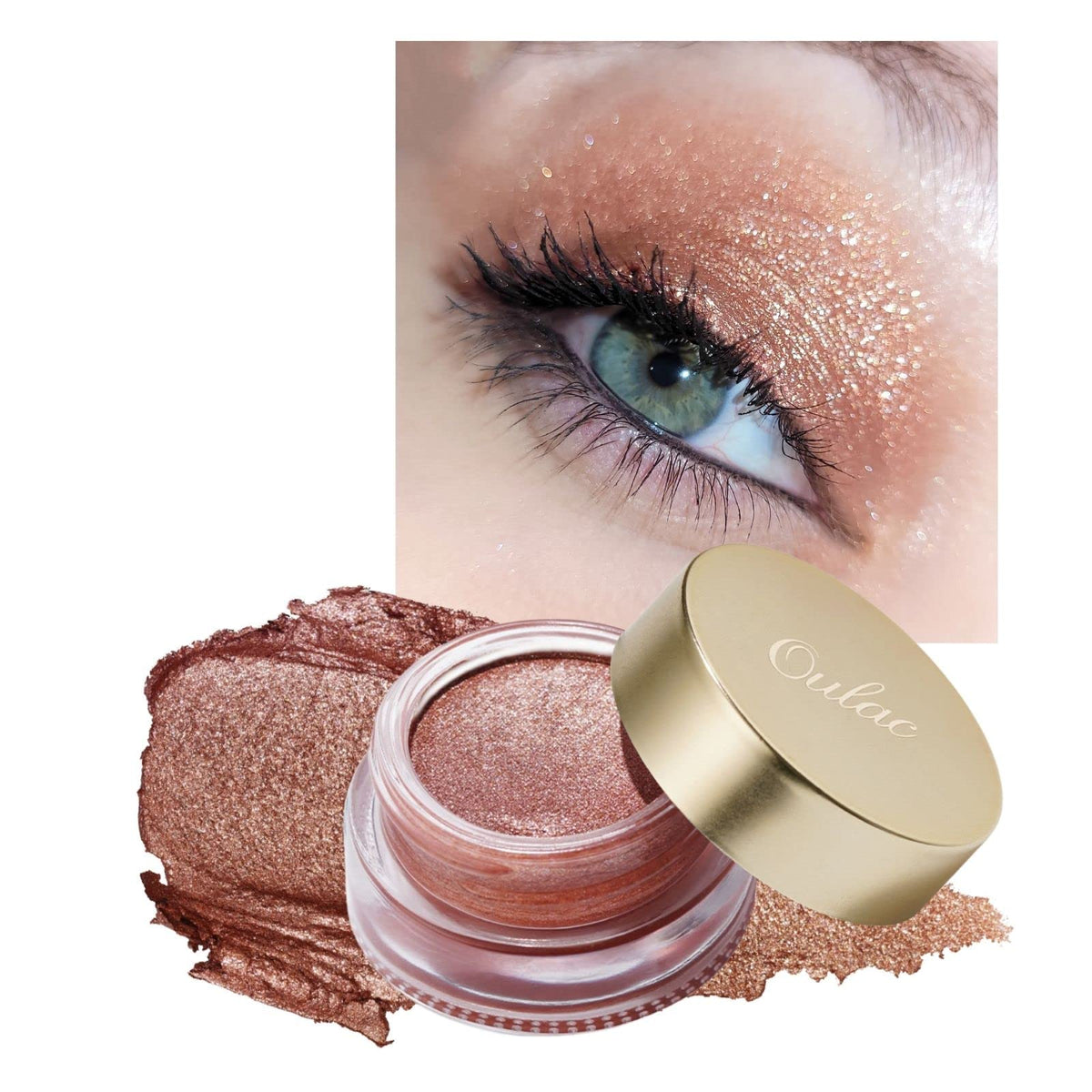 Oulac OULAC Cream Eyeshadow, Glitter Peach Eyeshadow, Holds Makeup For 12 Hours +, Waterproof and Sweatproof, Crease Resistant, Vegan | 06g, Cheers! (08)