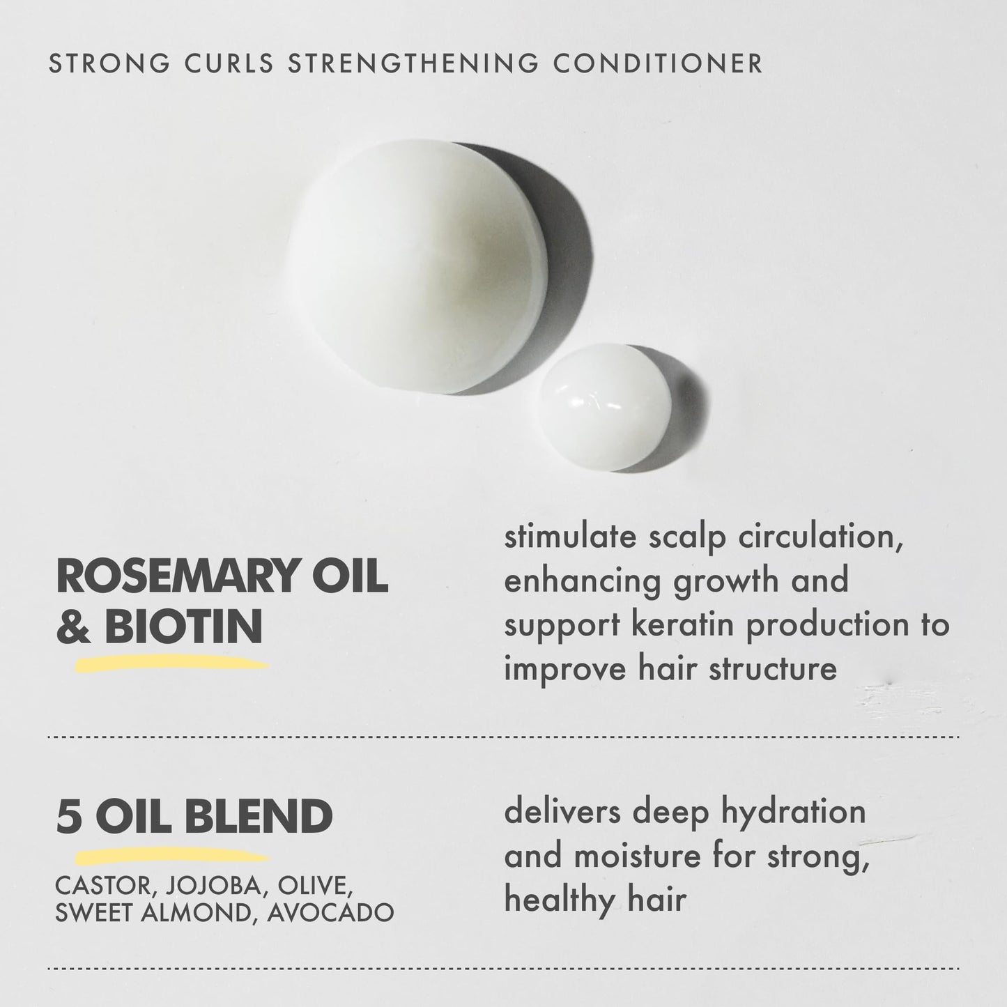 Umberto Giannini Strong Curls Rosemary Oil Strengthening Conditioner for Curly, Coily, Wavy Hair - Includes Biotin + Peppermint - Sulphate Free + Vegan