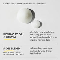 Umberto Giannini Strong Curls Rosemary Oil Strengthening Conditioner for Curly, Coily, Wavy Hair - Includes Biotin + Peppermint - Sulphate Free + Vegan