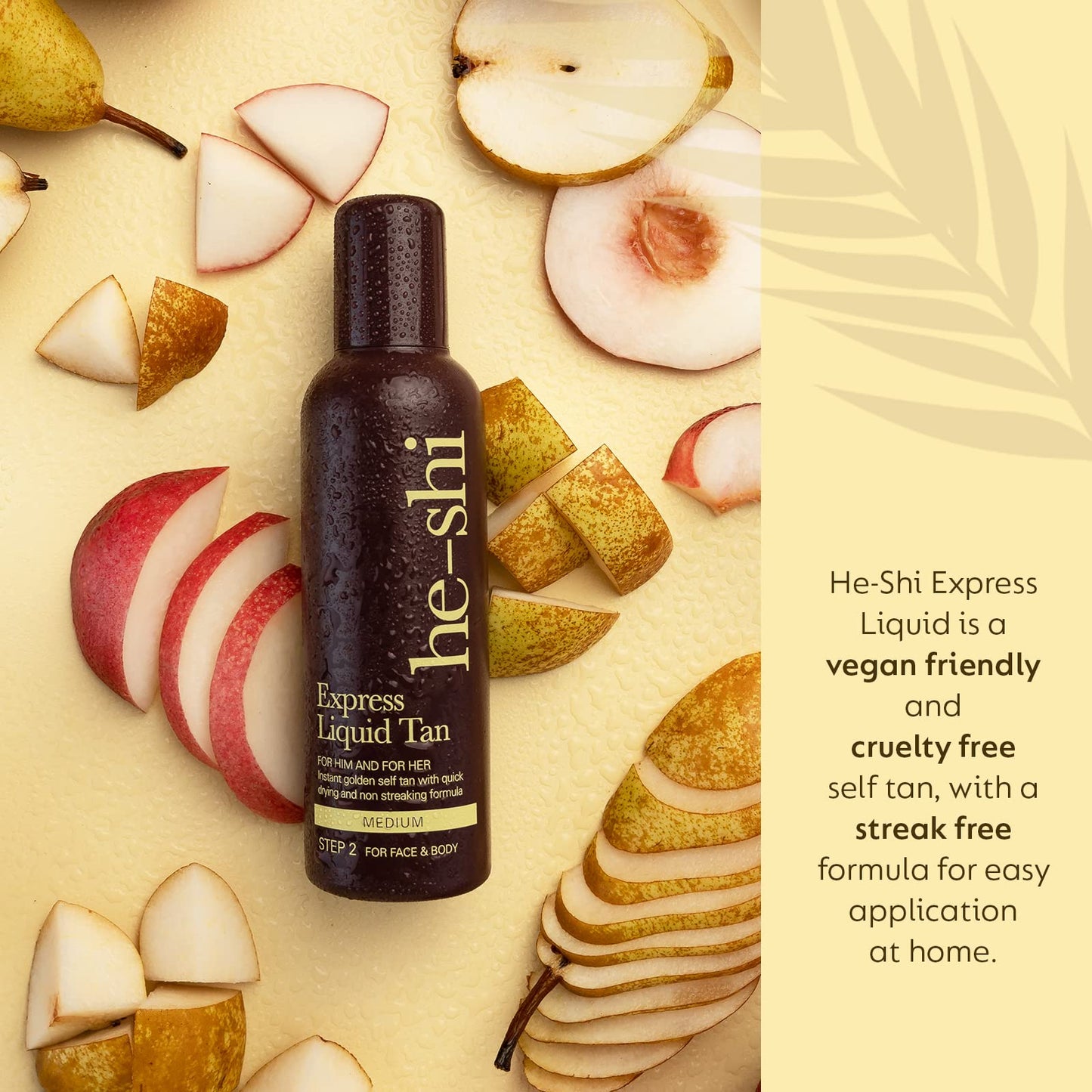 He-Shi Express Liquid Tan Instant Fake Tan Liquid, Medium – Express Fake Tan Lotion - Quick Dry Formula with No False Tan Smell - Vegan & Cruelty Free - Medium Bronzing Glow (150ml)