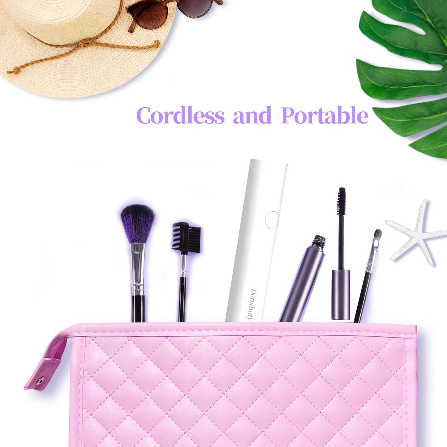 UV Light for Gel Nails, Denabuty Mini U V LED Nail Lamp Handheld with Stand, Portable Nail Dryer Rechargeable USB Cordless, Nail Light with 2 Timers for Fast Drying, White