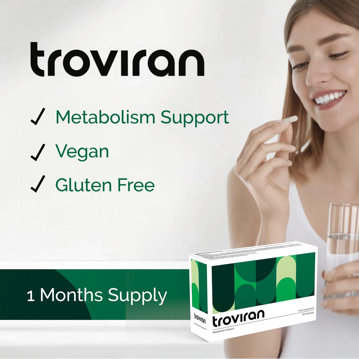 N E Troviran Metabolism Support Formula, 60 Capsules, Vegan and Gluten Free