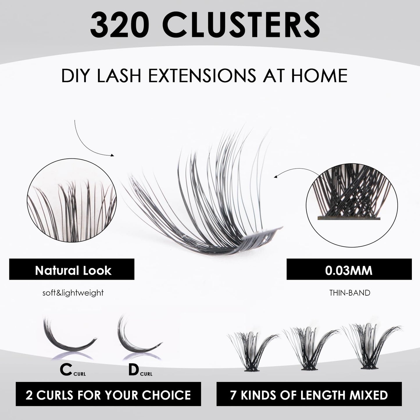 Magnetic SL Individual-Lashes 320PCS 60D+80D DIY Lash Extension Kit with Bond and Seal 10-16mm MIX Fluffy False Eyelashes with Glue and Eyelash Applicator, Look Like Eyelash Extension at Home(60D+80D-0.07D)