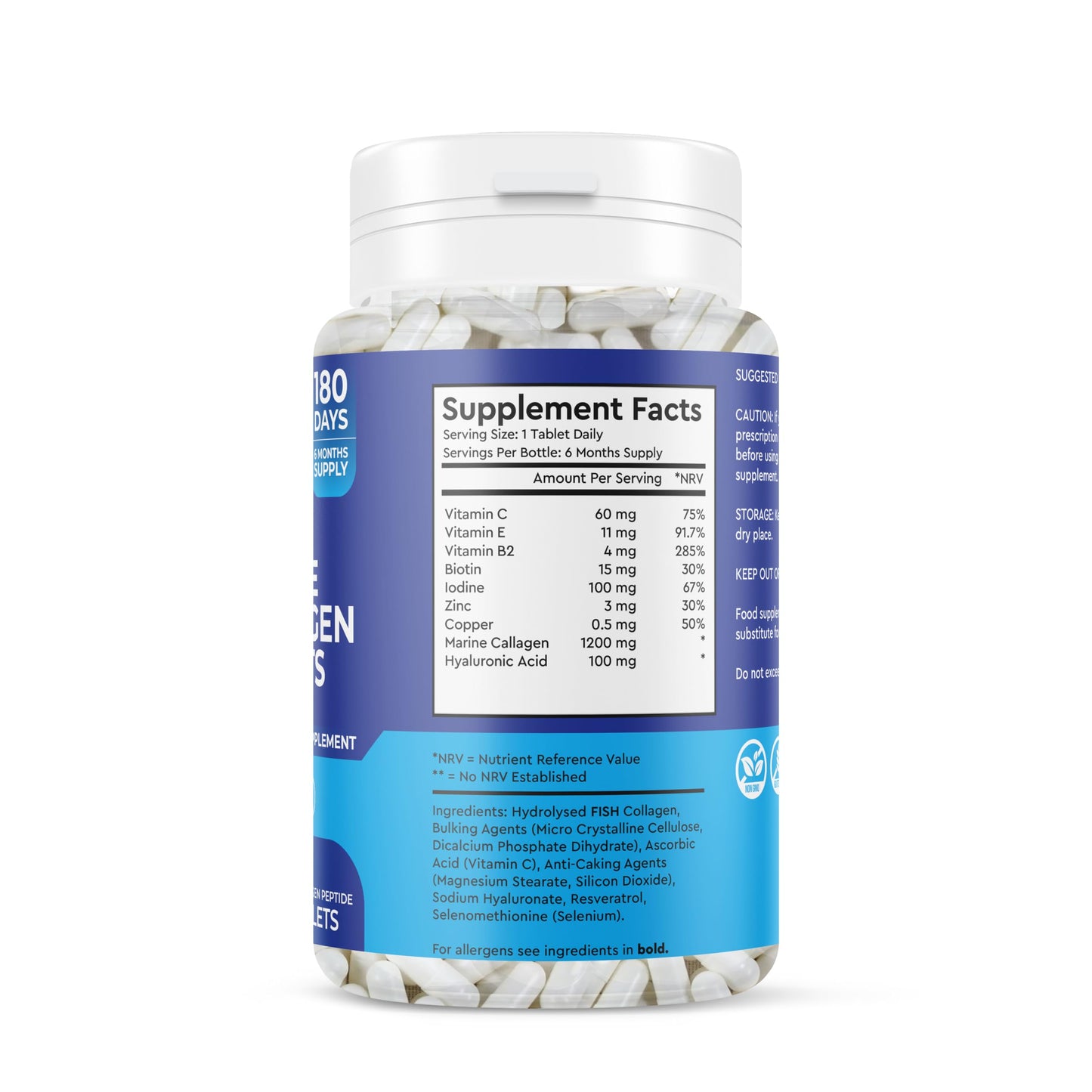 Generic Marine Collagen Tablets 1200MG - 2400MG - 180 Days Supply - Marine Collagen Supplement