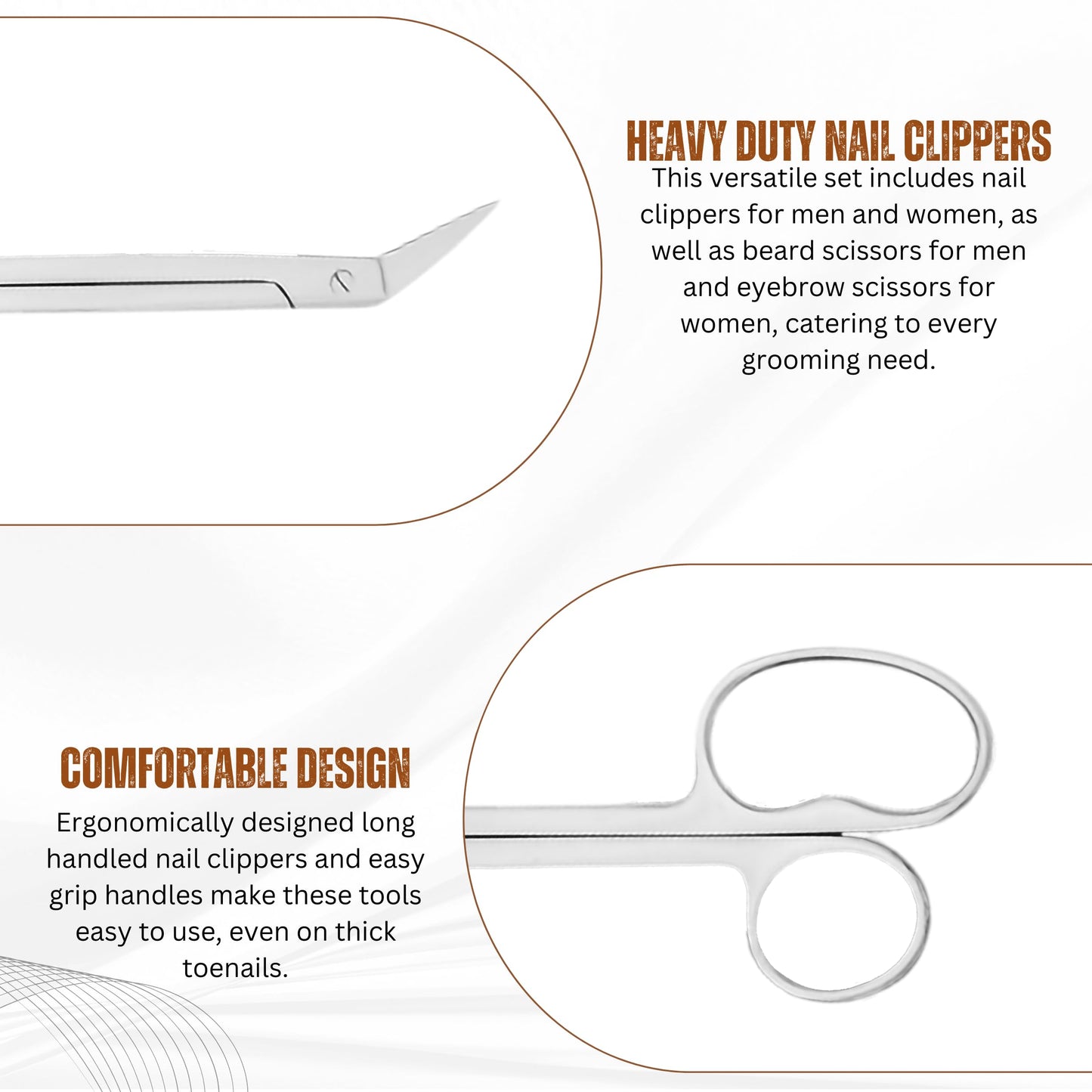 Asm Instruments ASM Toe Nail Scissors Clippers + Nail File with Pouch - Extra Long Handle Stainless Steel Toenail Scissor for Fingernail & Thick Ingrown Toenails Chiropody Podiatry Nail Clippers for Women & Men