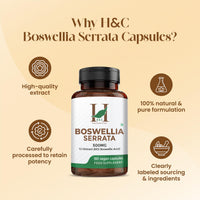 H&C HERBAL INGREDIENTS EXPERT H&C Boswellia Serrata 2500mg Capsules (500mg of 5:1 High Strength Extract) | 65% Standardised Boswellic Acid | 180 Veg. Capsules - 6 Months Supply