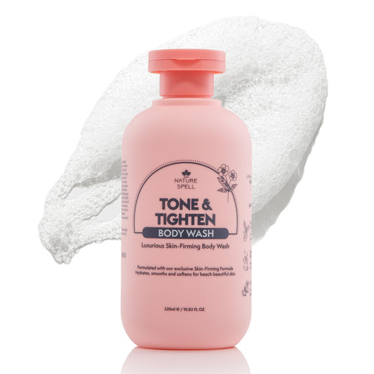 Nature Spell Tone & Tighten Body Wash 320ml - Skin-Firming Shower Gel – Hyaluronic Acid, Ginseng Extract & Plant Collagen - No SLS, 100% Vegan – Made in the UK