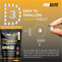 Vitamin D3 4000 iu 180 Vegan Tablets - 6 Months Supply | High Strength Vitamin D Supplement for Immune System, Bone & Muscle Support | Made in UK & Gluten Free by PROELITE