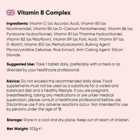 WeightWorld Vitamin B Complex Supplement - 365 Tablets - 1 Year Supply - with All 8 B Vitamins & VIT C - 1 Tablet-a-Day - Non-GMO, Gluten-Free & Vegan-Friendly - for Men & Women
