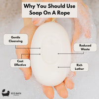 Eco Bath London Donkey’s Milk Soap on a Rope 220g - Luxurious and Eco Friendly Body Wash Bar with Shea Butter, Natural Shower Gel Bar for Smooth and Hydrated Skin