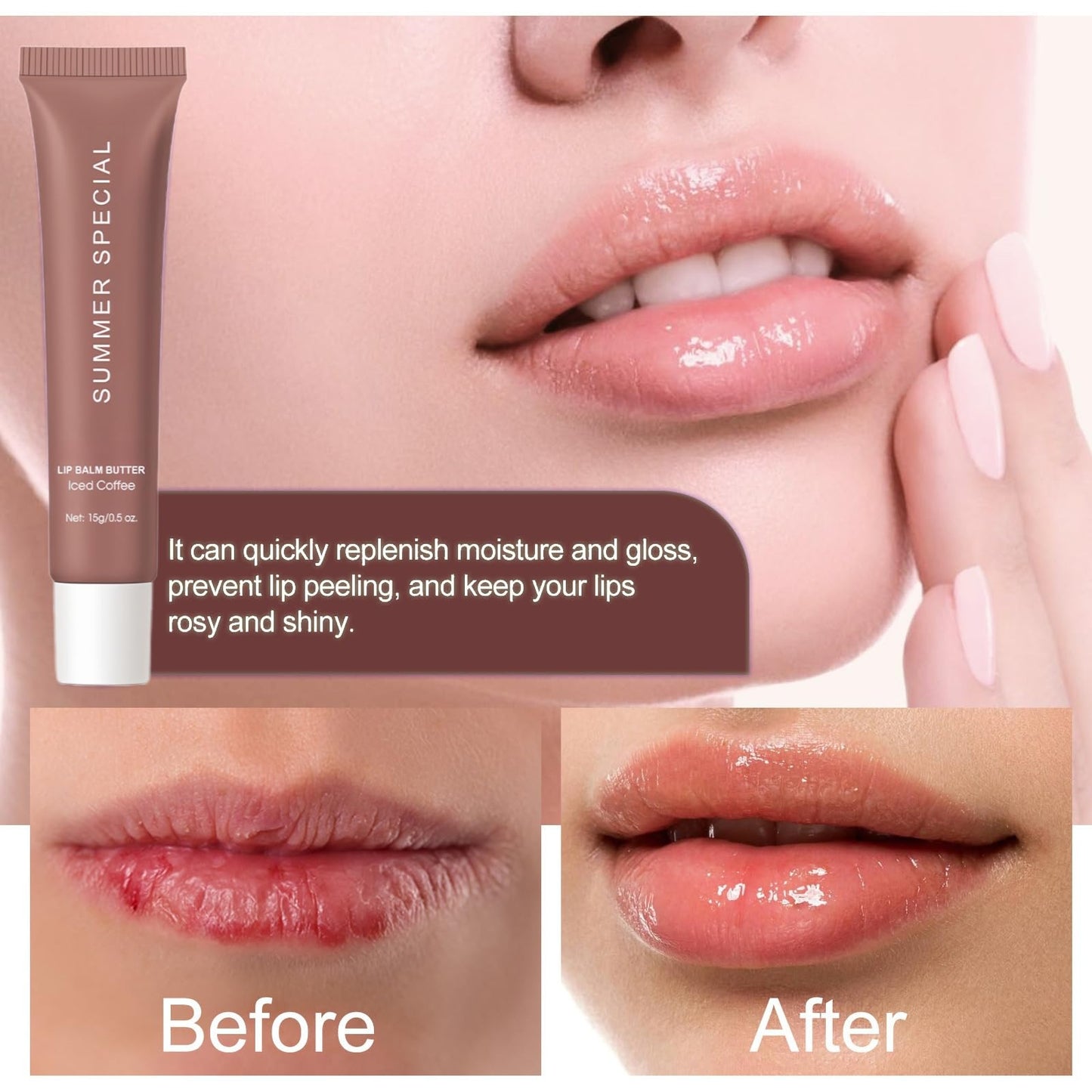 ChengJin 2Pcs Summer Moisturizing Natural Lip Balm,Friday Lip Butter Balm,Non-Greasy Soothes Dry Lip Care Oil,Conditioning Lip Mask and Lip Balm,SPF Lip Balm Tinted,Lip Care for Dry Lips(#Iced CoffeeCake)