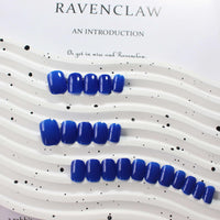 SXVME Royal Blue Press on Nails Short Square Acrylic Short False Nails Coffin Natural Acrylic Fake Nails Set Elegant Solid Color Full Cover Glossy Gel Stick on Nail for Women Daily Wear 24 Pcs