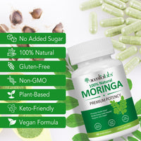 FSLHCY Moringa Capsules 800mg, Rich Moringa Powder Supports Energy, Joint & Immunity & Gut Health, Overall Vitality, Pure Vegan Extract Non-GMO (60pcs)