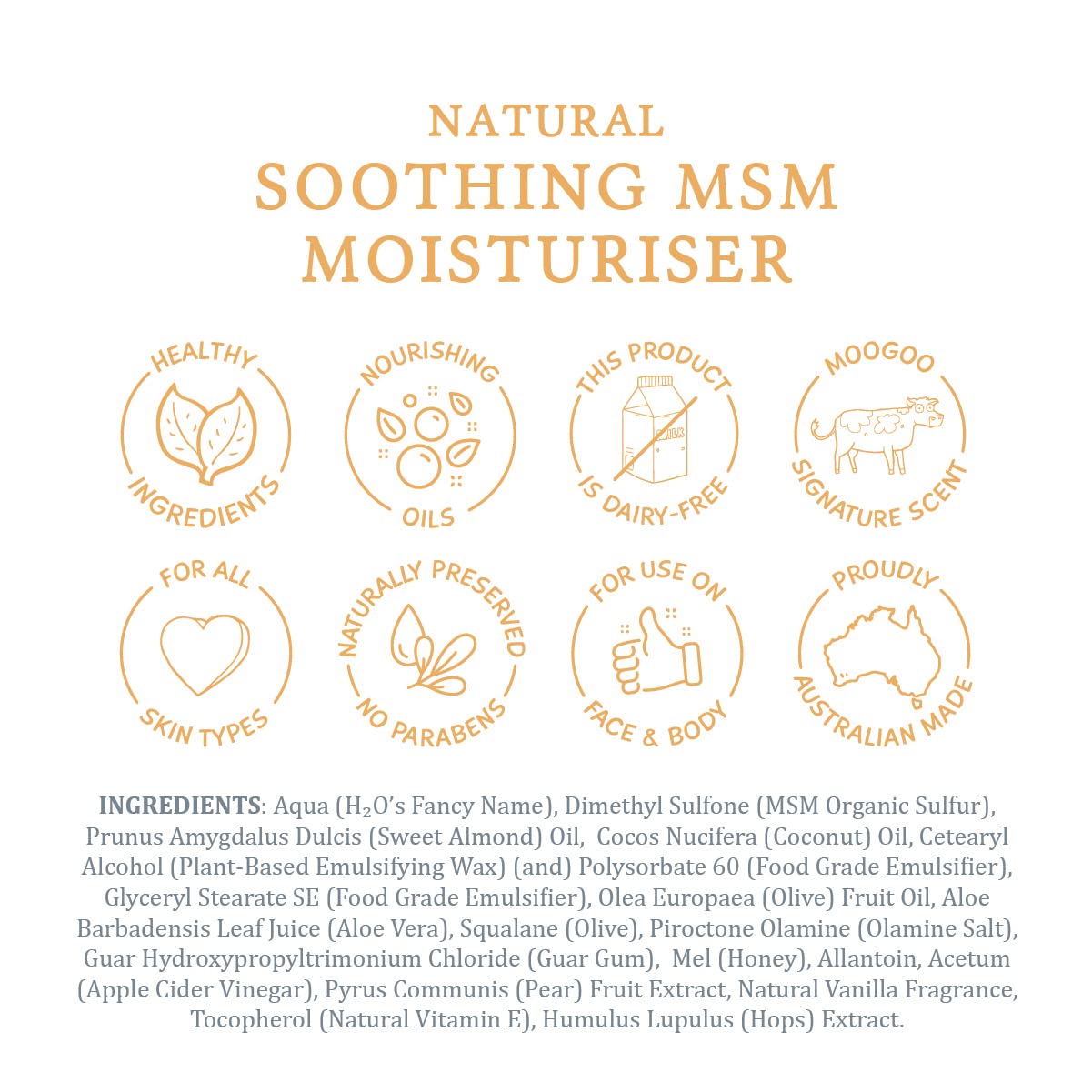 MooGoo - Soothing MSM Moisturizer - A natural, lightweight lotion for sensitive, irritated, red, itchy skin - A calming, gentle cream for face and body, men and women, all ages and skin types, 120g