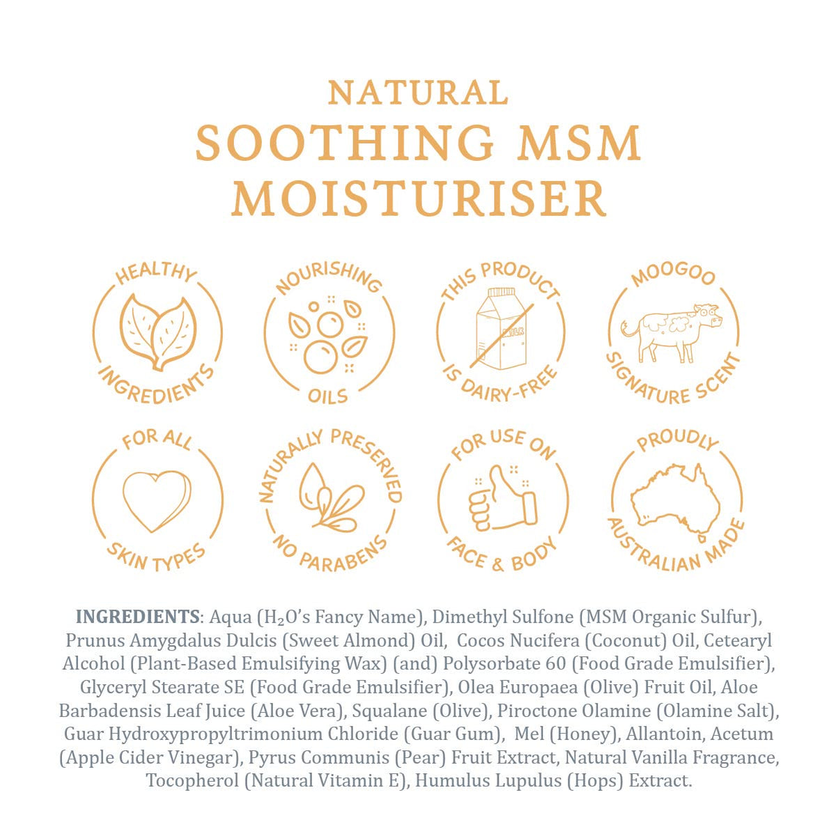 MooGoo Soothing MSM Moisturiser - Calming Cream for Sensitive, Irritated, Dry or Sunburnt Skin Including Eczema, Psoriasis & Rosacea – 120 g
