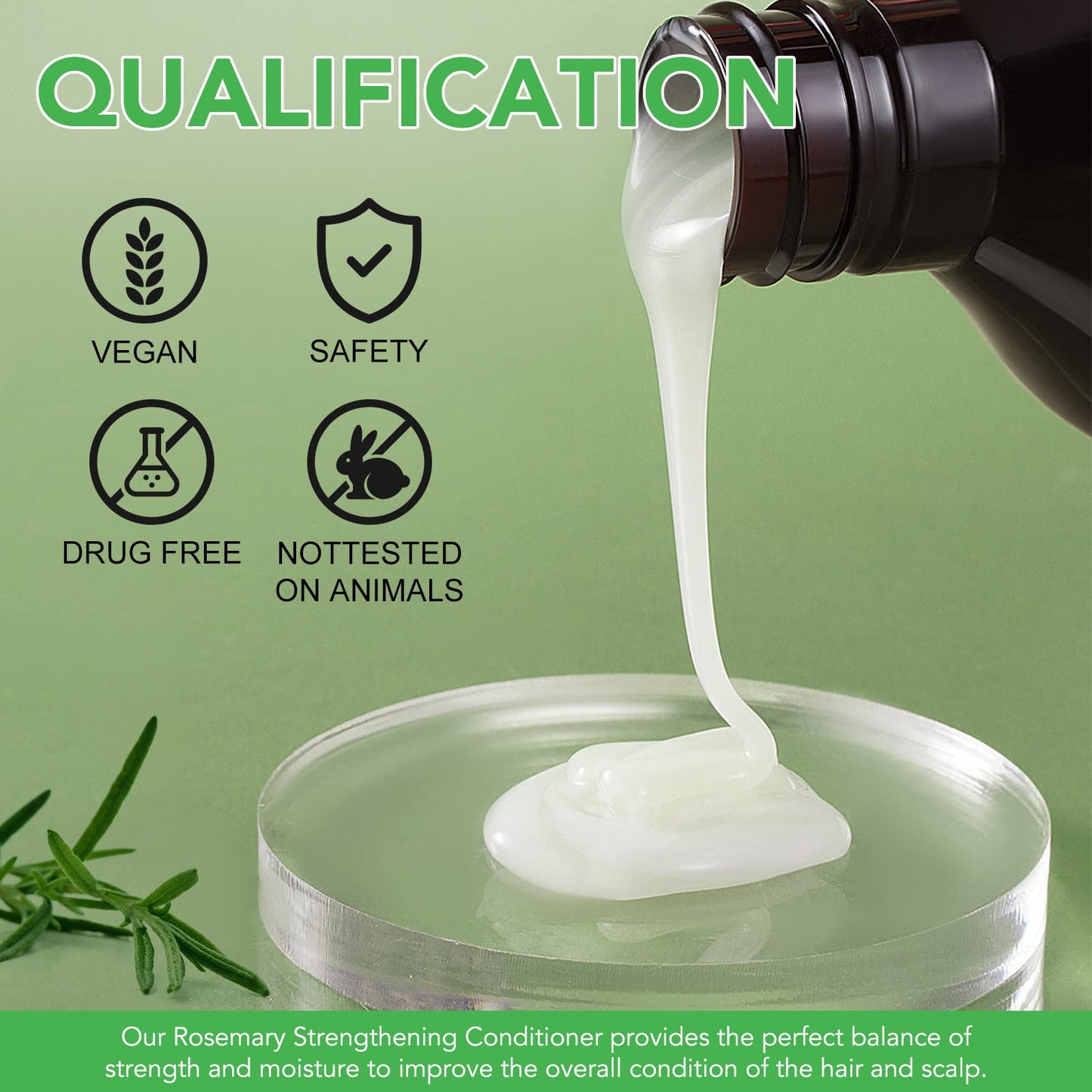 JYW Rosemary Hair Growth Shampoo and Conditioner Set, 300ml Each, Biotin Infused, Strengthening Formula