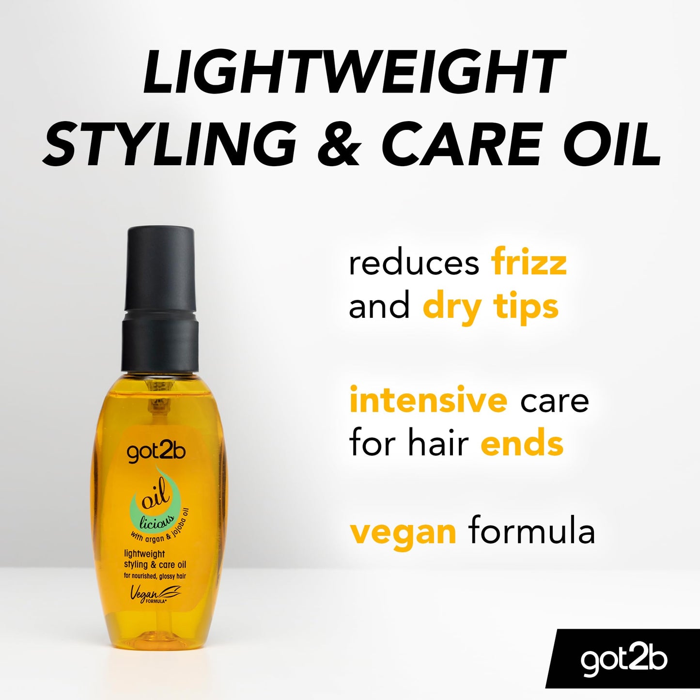 Got2B got2b Oil-licious Lightweight Styling & Care Oil 50 ml, for Nourished, Glossy Hair, with Argan & Jojoba Oil, Vegan Formula