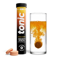 Tonic Health Daily Immunity Tablets - 4-in-1 Effervescent Multivitamins, Minerals & Phytonutrients - Vitamin D, Vitamin C and Zinc - Vegan,No Sugar- Max Strength, Orange, Mango, Passionfruit, 20 Count