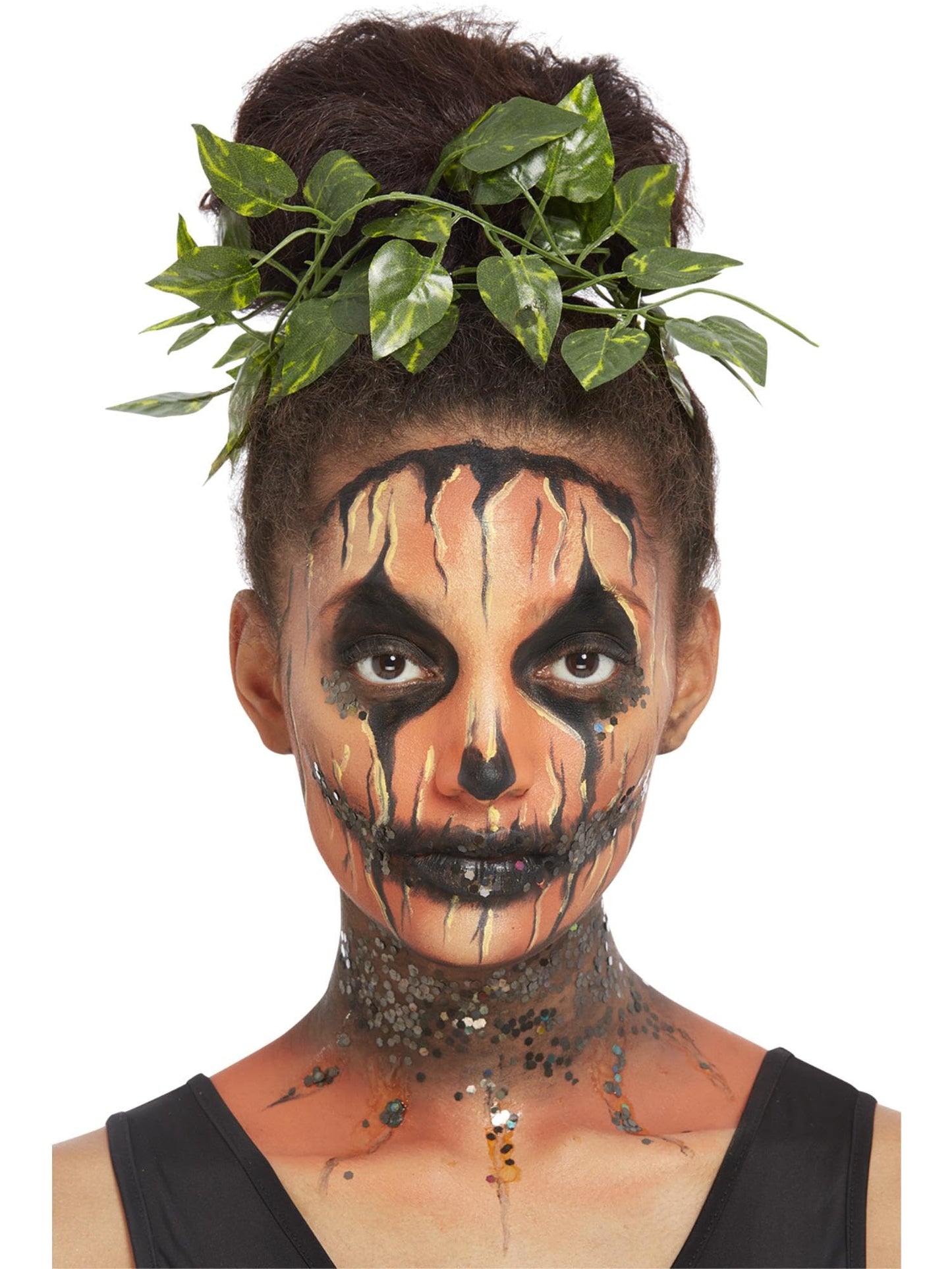 Smiffys Make-Up FX, Pumpkin Kit, Aqua Leaves, Hair Doughnut, Face Paints, & Glitter, Cosmetics and Disguises Fancy Dress, Halloween Fancy Dress Accessories Dress Up Cosmetics & Disguises.