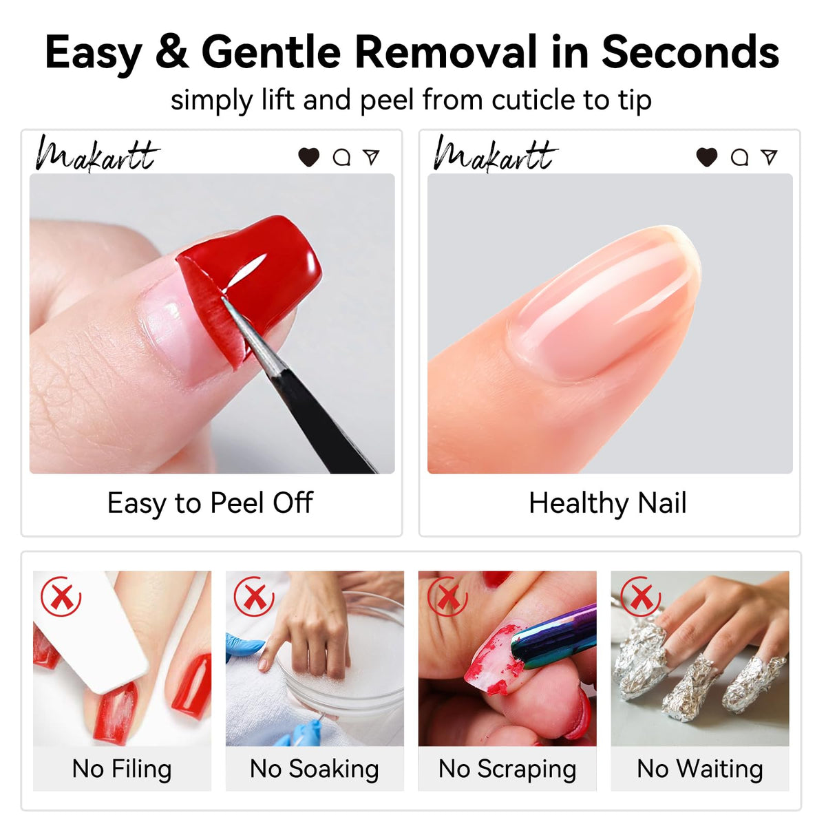 Makartt Peelable Base Coat -15ML Peel off Clear Nail Coat with 2 Wooden Stick, Easy Removal Gel Base Coat for Nail Art Beginners,UV Lamp Required, Ideal for DIY Home Manicure Salon Use