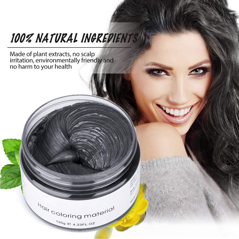 TEEROVA Hair Color Wax, Instant Hair Dye Wax Temporary Hairstyle Cream Mud 4.23 oz Hair Pomades Natural Hairstyle Wax for Men and Women (Black)