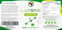 Nutriodol L-Lysine x 90 1000mg Tablets | Smallest Possible 19mm Formula | Easier to Swallow and Quicker to Absorb - Suitable for Vegetarian and Vegan. (90)