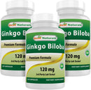 Best Naturals, Ginkgo Biloba Extract - Double Strength Ginkgo Biloba, 120mg, 120 Capsules (120 Count (Pack of 3))