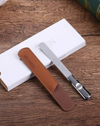 MR.GREEN Men's Professional Metal Nail File with Real Leather Case, Double-Sided Buffing Nail File with Non-Slip Handle for Women, Children, Nails, Foot and Hand