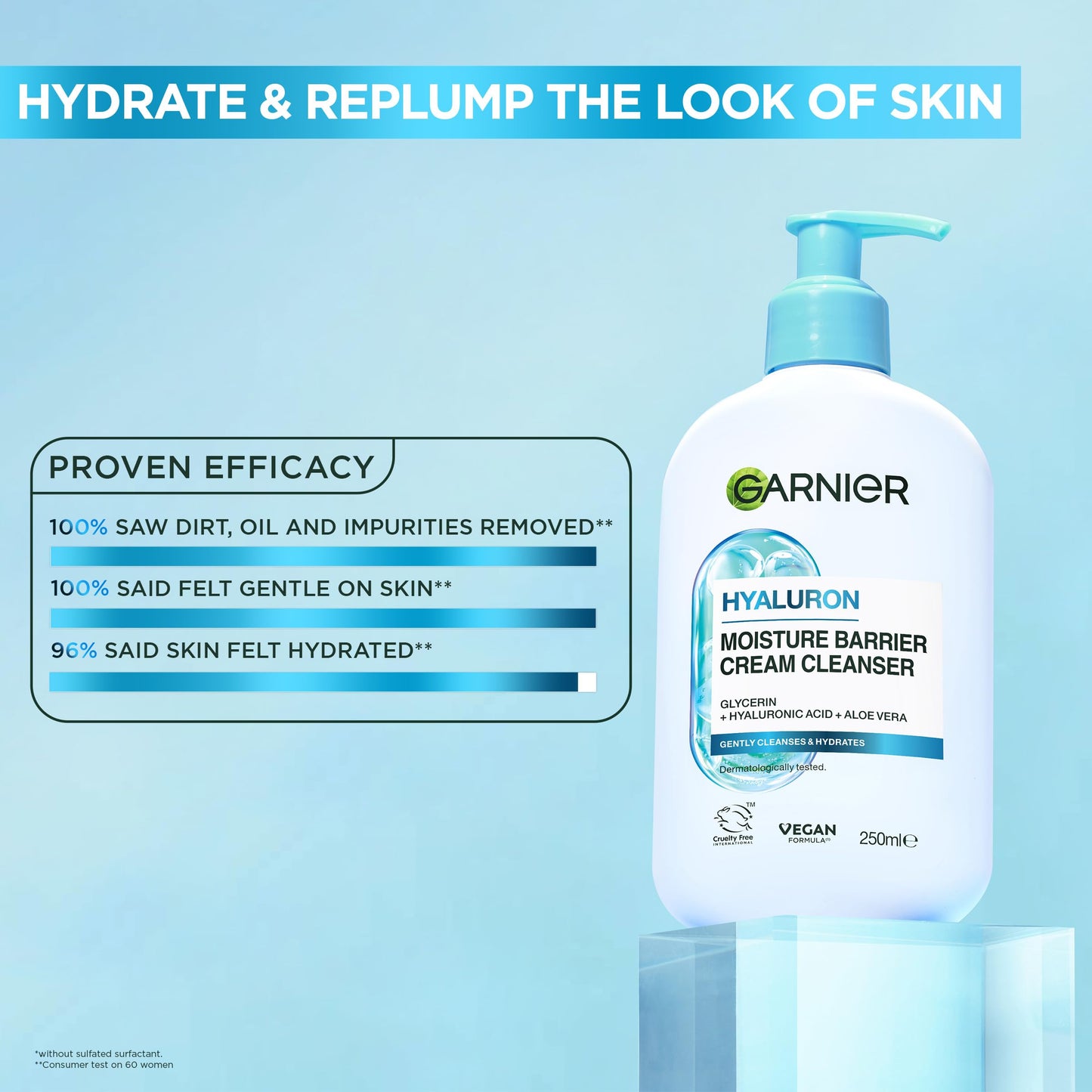 Garnier Hyaluron Barrier Protect Cream Cleanser, Removes Make-up, 250ml