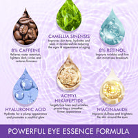 CiAIplw Eye Serum with 8% Caffeine 8% Retinol Hyaluronic Acid Niacinamide Peptides for Puffy Eye Bags Dark Circles Wrinkles and Fine Lines, Anti Aging, Under Eye Cream with 360° Eye Roller Massage Ball, 15ml