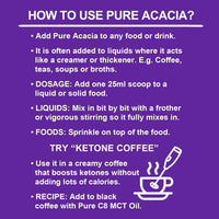 Pure Acacia Fibre | 0g Carbs | Zero Calories | Prebiotic Soluble Fibre Powder Supplement | Supports Fasting & Ketogenic Diet | 500g Pouch | Ketosource®