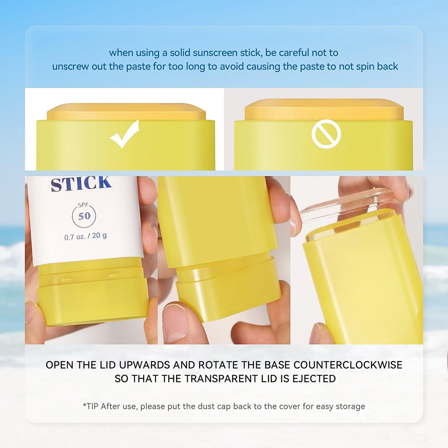 TBeautfave Sunscreen Stick, Sunscreen SPF 50+, Sun Stick for a Face Body, Face Sun Cream SPF 50, Suncream Face Stick for Dewy Glow, Water Resistant, Non-Greasy, Refreshing, Travel Size, 20g