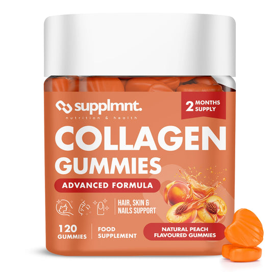 supplmnt. Marine Collagen Gummies - Hydrolysed Collagen Peptides with Biotin, Hyaluronic Acid & Vitamin C - Collagen Supplements for Women and Men - 120 Gummies. Collagen for Skin, Hair & Nails 2 Months Supply
