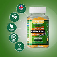 Nutrigums Happy Tums Probiotic Complex Gummy | 1.125 Billion CFU Triple Strain Probiotics, Vitamin C, B3, B5, B6 & Chamomile 1000mg | Pineapple Flavour | 60 Vegan Gummies | Gut & Digestive Health by NUTRIGUMS®