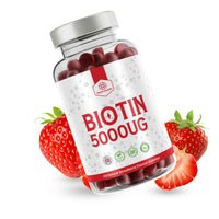 Biotin 5000ug - Hair, Skin & Nail Growth Support -150 Natural Strawberry Flavour Gummies - 5 Months Supply - Suitable for Vegetarians & Vegans - Harla Health - Made in The UK - GMP Codes of Practice
