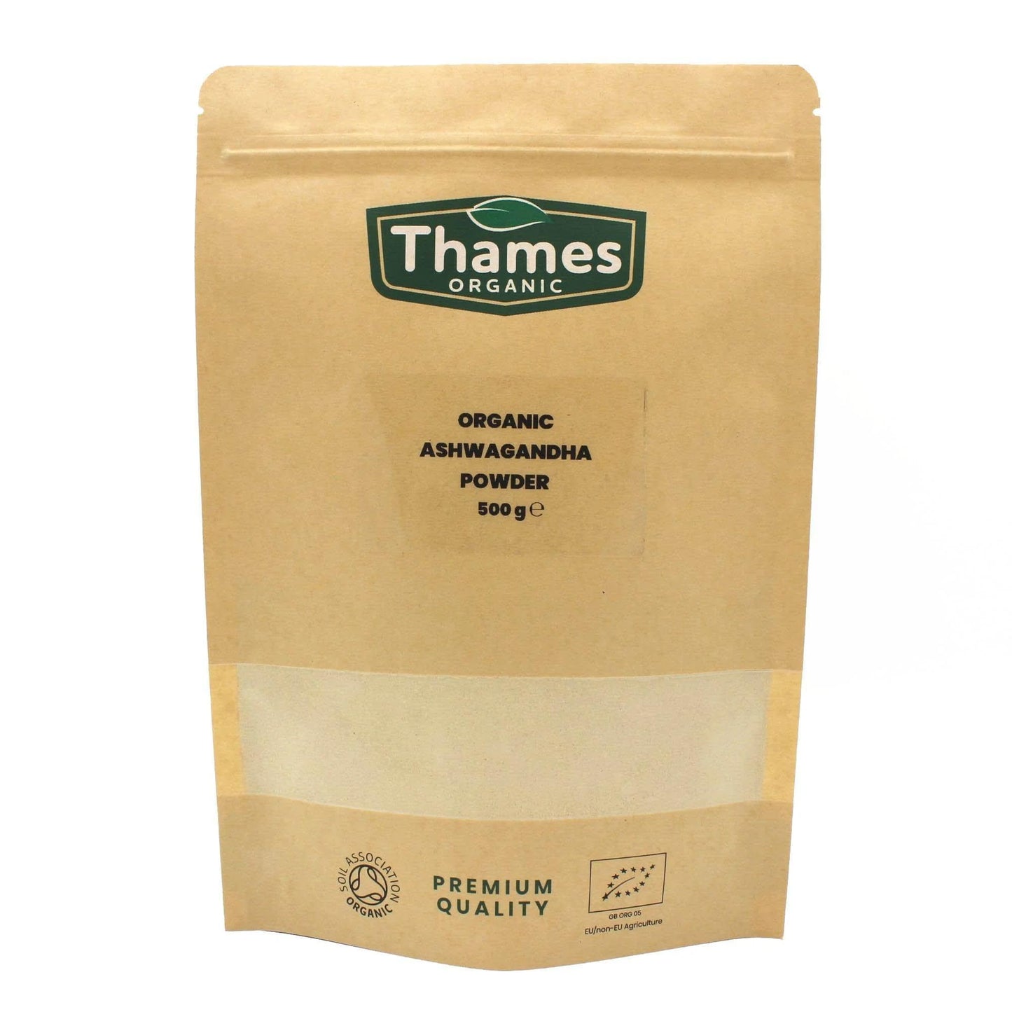 Organic Ashwagandha Powder - Pure Root Powder, Raw, Vegan, Non-GMO, No Additives or Preservatives, Promotes Relaxation - Thames Organic 500g